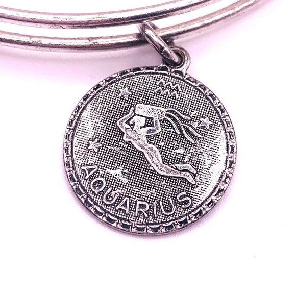 Alex and Ani Aquarius Charm Bracelet Silver Finish - Expands 2"- 3.5" - Picture 2 of 3